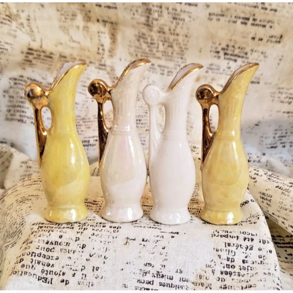 Elegant, Classic, Sophisticated  - 4 Colorful Vintage Miniature Pitchers/Ewers